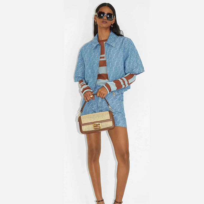 fendi baguette ff jacquard fabric shoulder bag